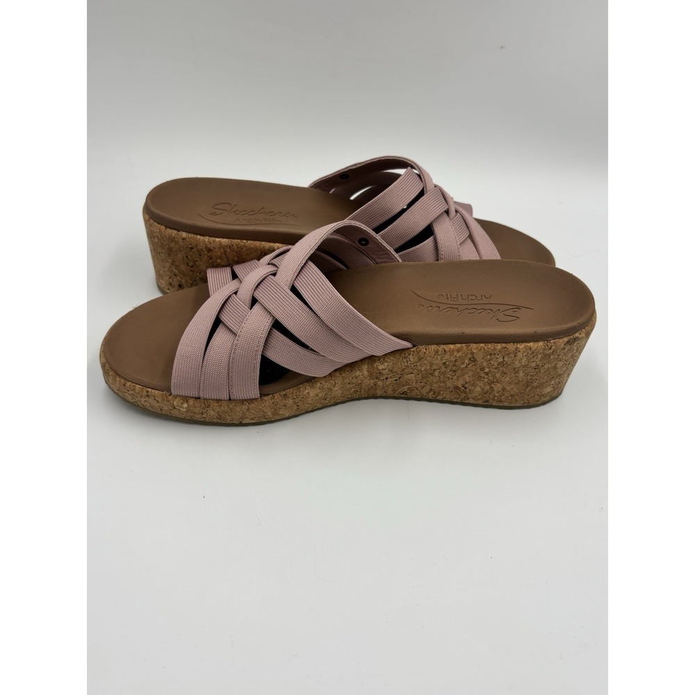 Skechers Sandals Arch Fit Beverlee Love Stays Women 9 Mauve Pink Stretch Wedge - Picture 4 of 8